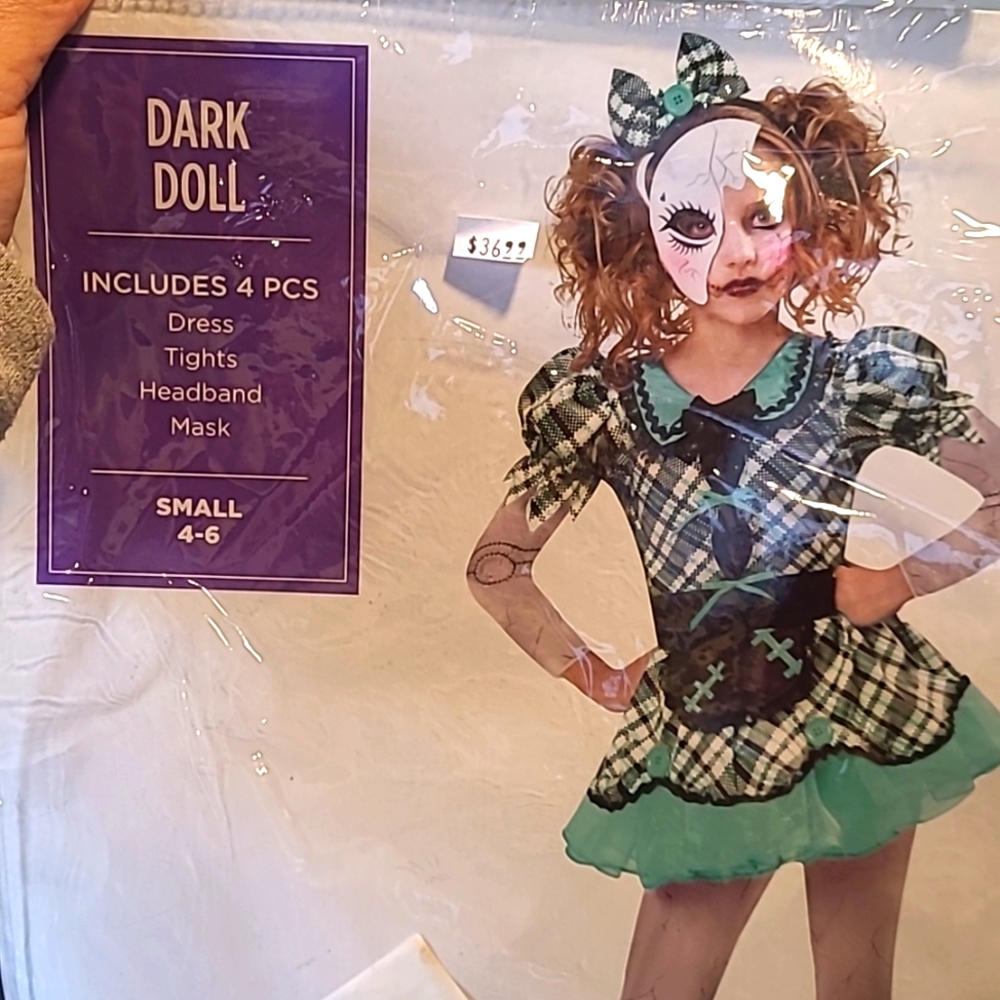 Kids Dark Doll Costume Size 4/5 (S)